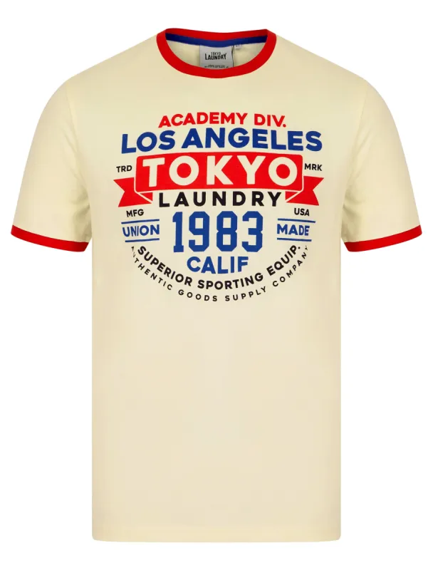 Ryobi Motif Jersey Grindle Crew-Neck Ringer T-Shirt in Snow White - Tokyo Laundry sold by Tokyo Laundry