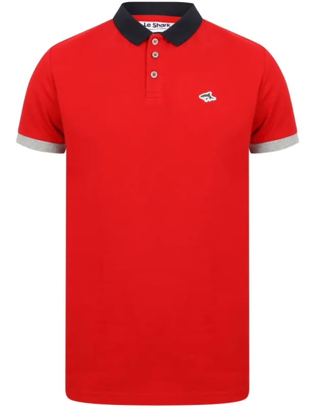 Mossop Cotton Pique Polo Shirt with Contrast Trims In Barados Cherry - Le Shark made by Tokyo Laundry