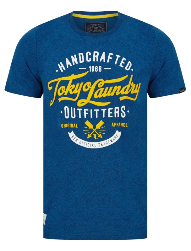Raiser Motif Cotton Jersey Grindle T-Shirt in Blue - Tokyo Laundry sold by Tokyo Laundry