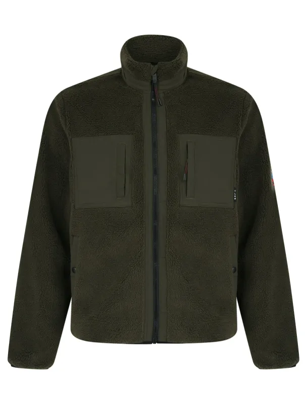 Calllias Teddy Borg Fleece Funnel Neck Jacket Top in Deep Depths - Tokyo Laundry sold by Tokyo Laundry