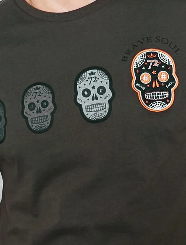 Calavera Skull Print Crew Neck T-Shirt in Khaki sold by Tokyo Laundry product image thumbnail 3