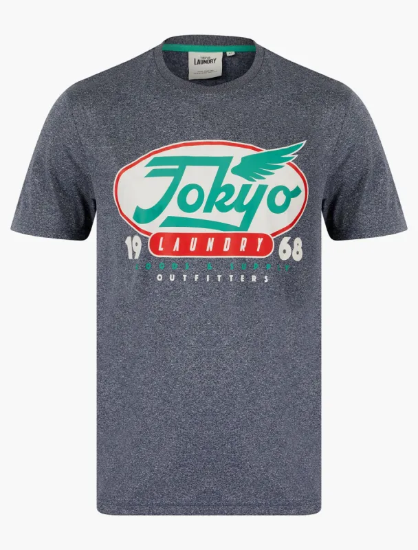 Passive Motif Jersey Grindle Crew-Neck T-Shirt in Maritime Blue - Tokyo Laundry sold by Tokyo Laundry