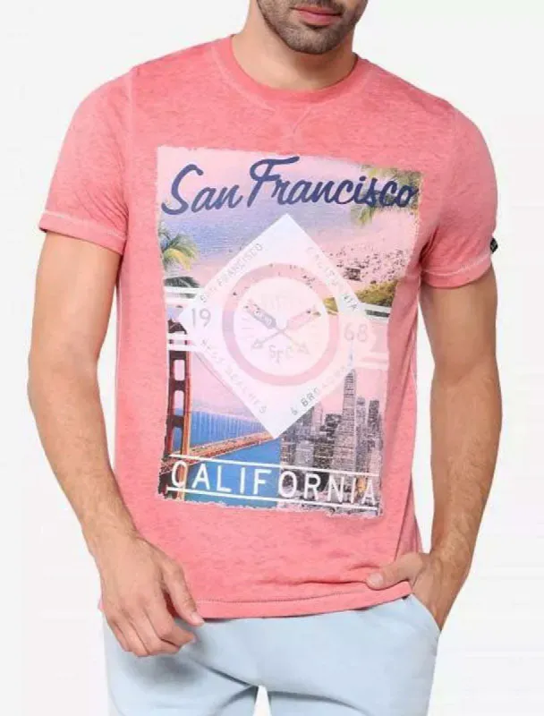 Baywood Motif Burnout T-Shirt In Faded Rose - Tokyo Laundry sold by Tokyo Laundry