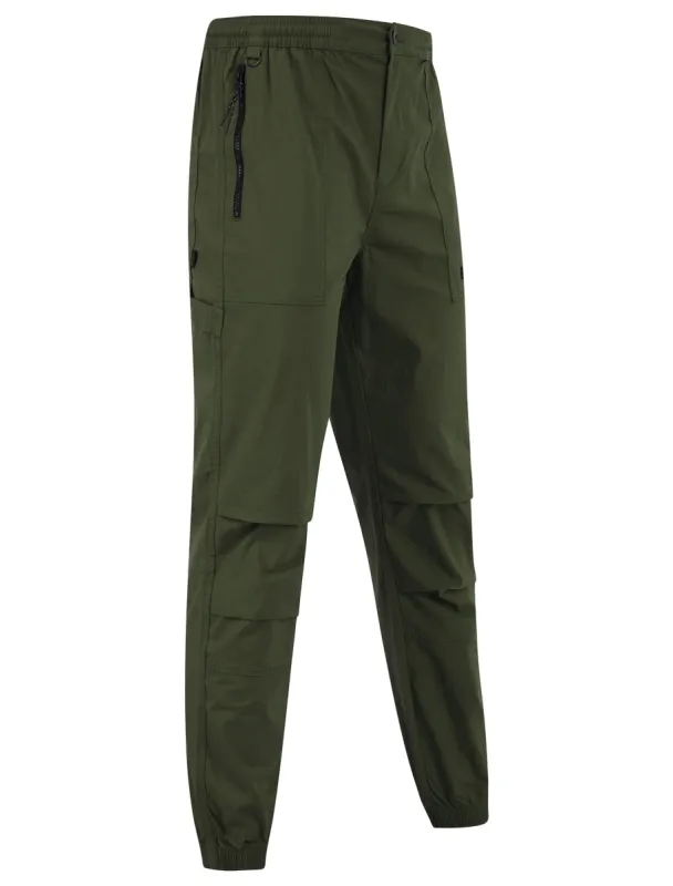 Kofi Stretch Cotton Blend Zip Pocket Cuffed Cargo Jogger Pants in Grape Leaf - Tokyo Laundry sold by Tokyo Laundry