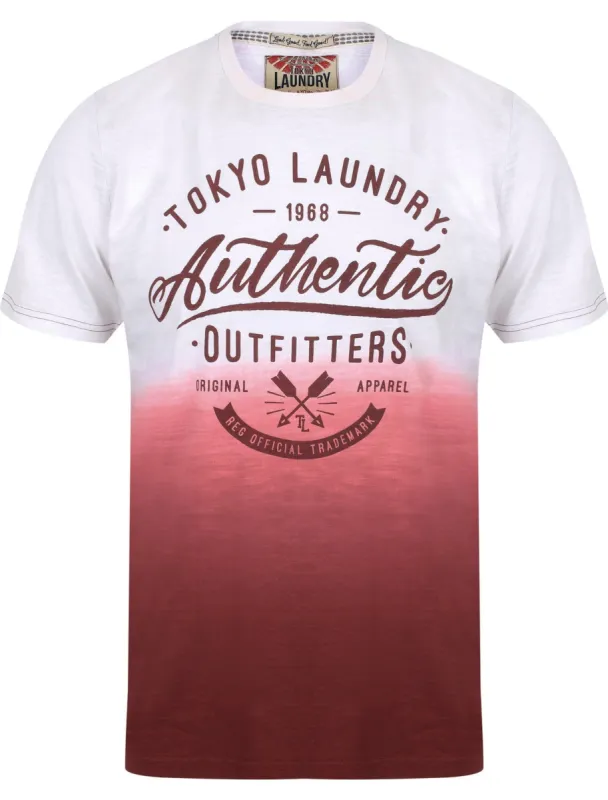 Authentic Motif Dip Dye Cotton Slub T-Shirt In Oxblood - Tokyo Laundry sold by Tokyo Laundry