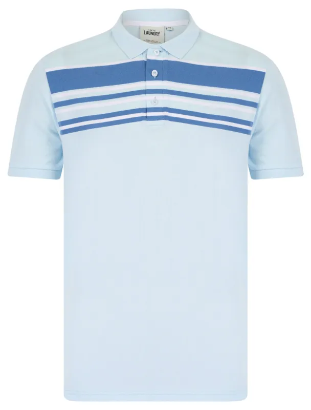 Hayden Yarn Dyed Stripe Cotton Pique Polo Shirt in Ice Water - Tokyo Laundry sold by Tokyo Laundry