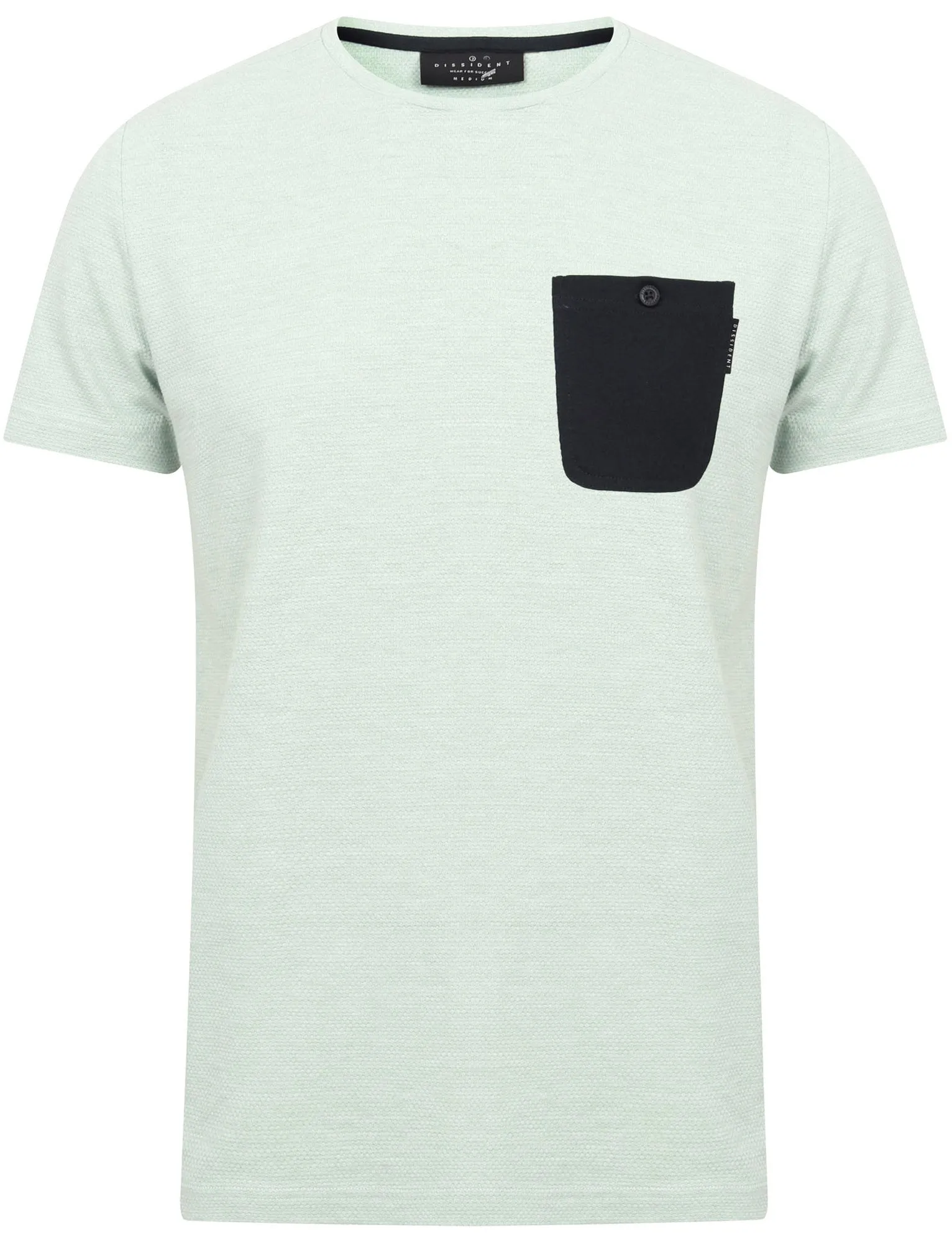 Bax Textured Cotton Slub T-Shirt with Contrast Chest Pocket In Green - Dissident sold by Tokyo Laundry