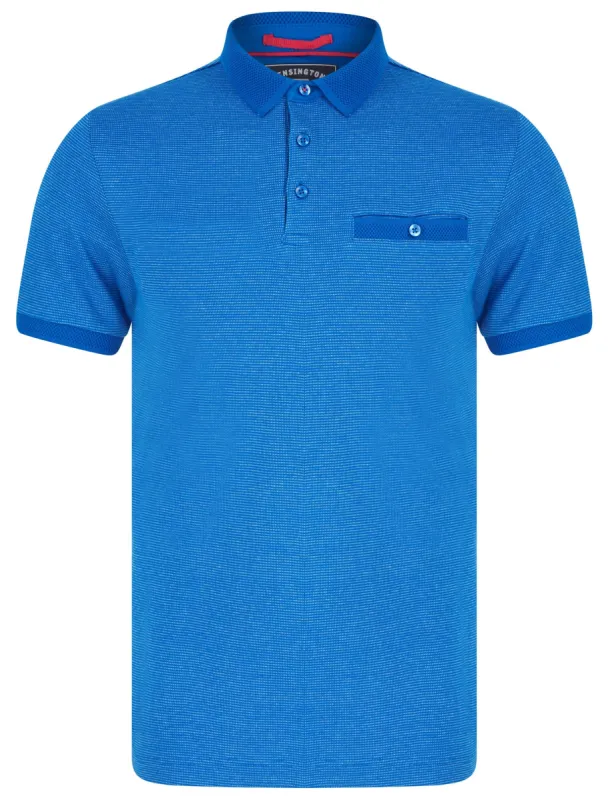 Bardell Cotton Jacquard Polo Shirt with Chest Pocket In Cobalt Skydiver - Kensington Eastside sold by Tokyo Laundry
