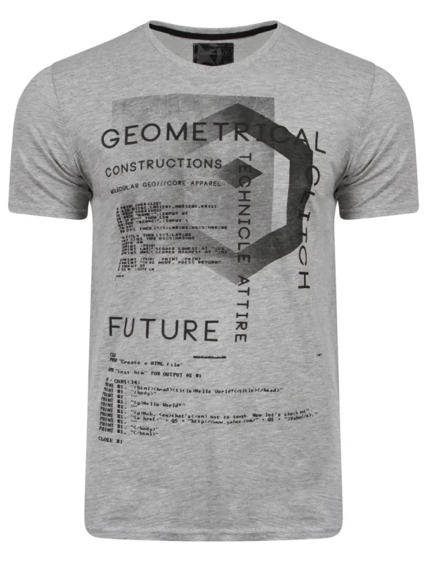 Scoober Motif Cotton T-Shirt in Light Grey Marl - Dissident sold by Tokyo Laundry