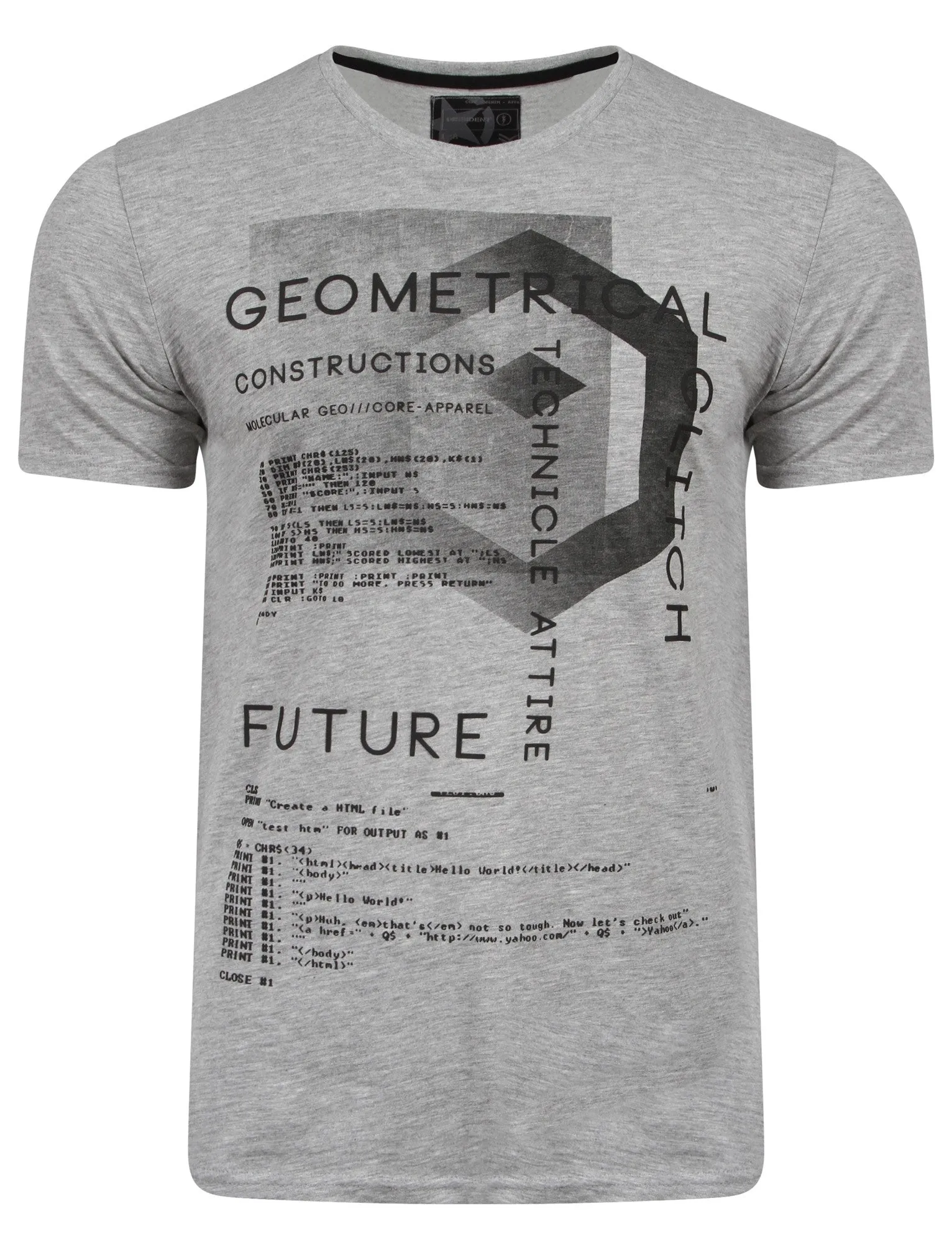 Scoober Motif Cotton T-Shirt in Light Grey Marl - Dissident sold by Tokyo Laundry