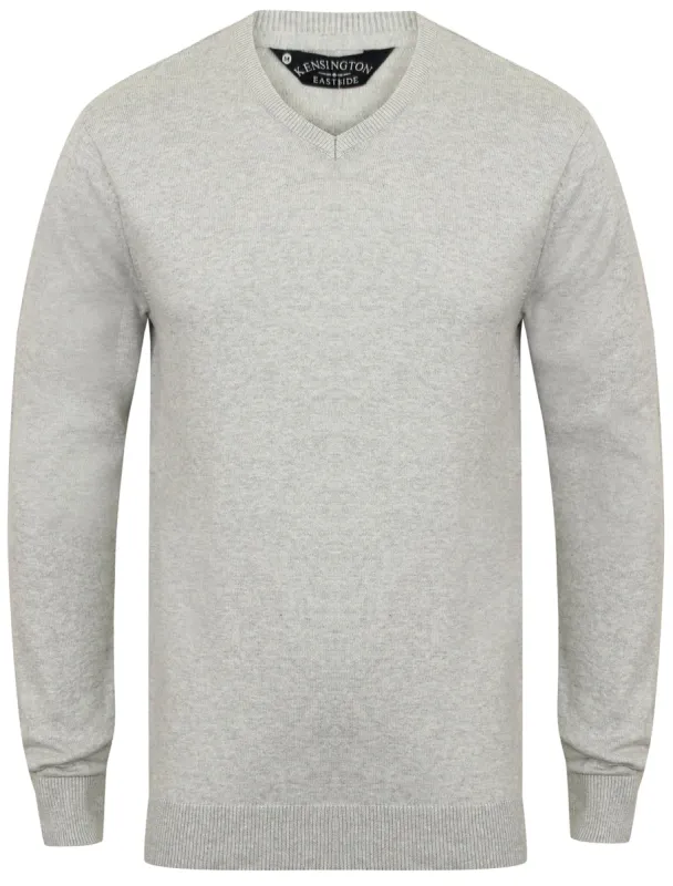 Jefferson V Neck Cotton Jumper in Grey Marl - Kensington Eastside sold by Tokyo Laundry