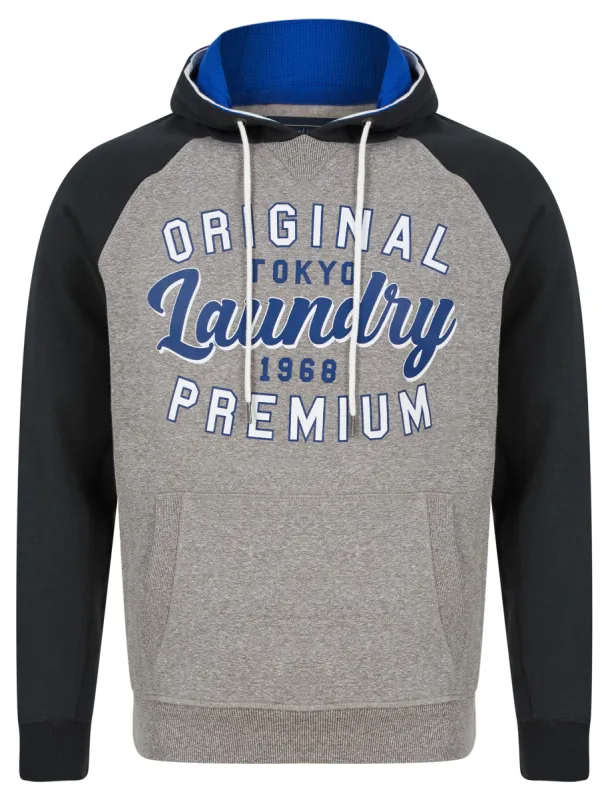 Surround Raglan Sleeve Brushback Fleece Pullover Hoodie in Light Grey Grindle - Tokyo Laundry sold by Tokyo Laundry