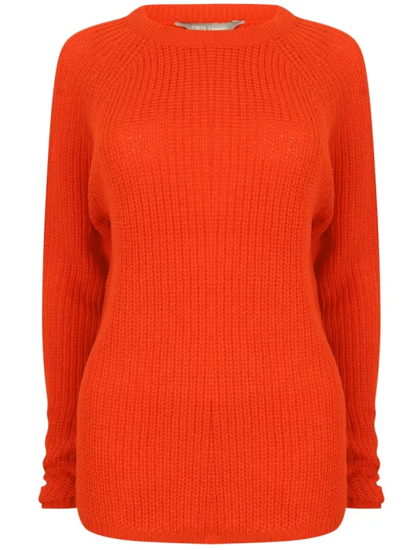 Bilberry Crew Neck Fisherman Knit Jumper In Fiery Red - Tokyo Laundry sold by Tokyo Laundry