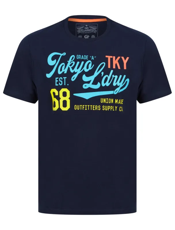Cleverland Motif Cotton Jersey T-Shirt in Sky Captain Navy - Tokyo Laundry sold by Tokyo Laundry