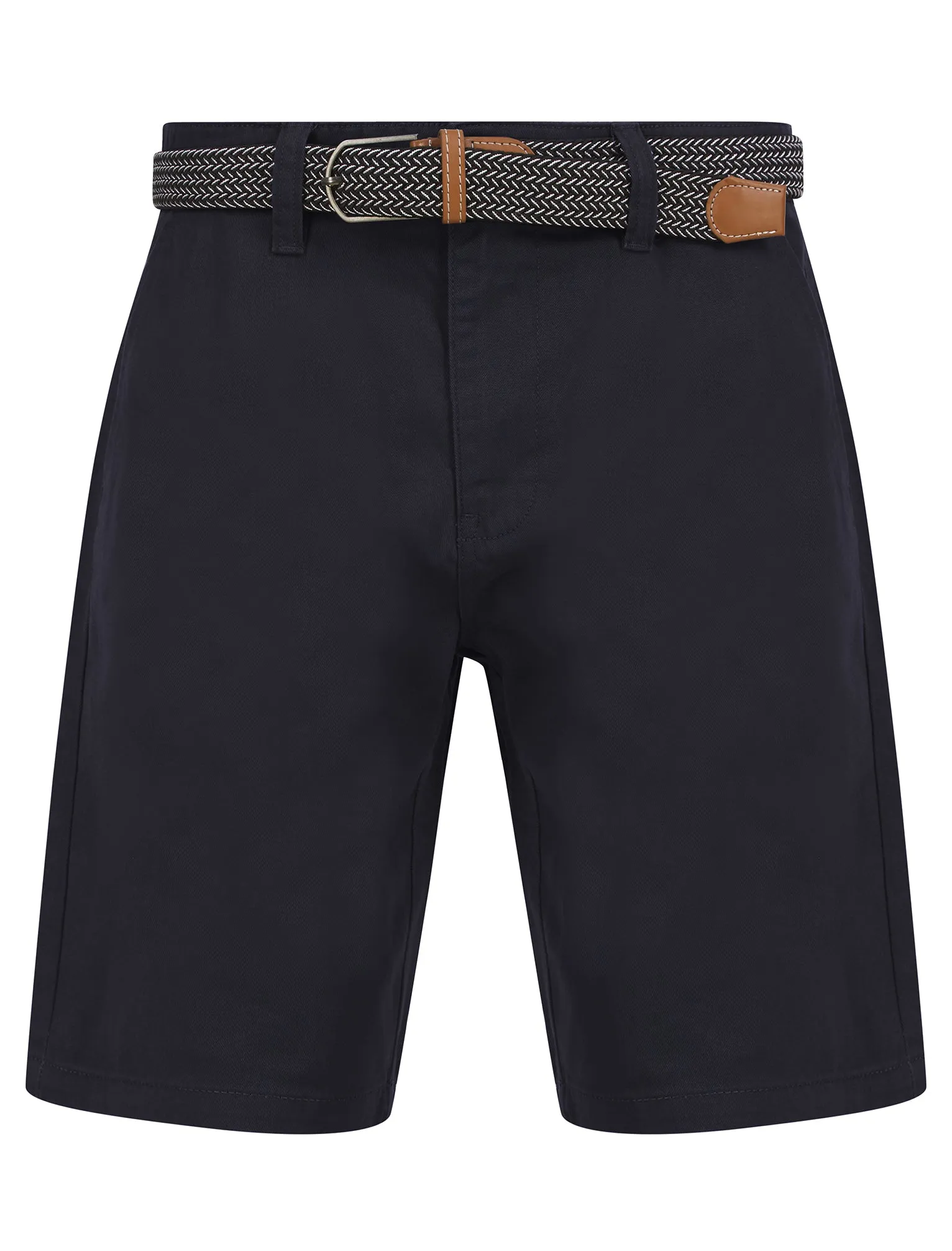 Cortez Cotton Twill Chino Shorts with Woven Belt in Sky Captain Navy - Kensington Eastside sold by Tokyo Laundry