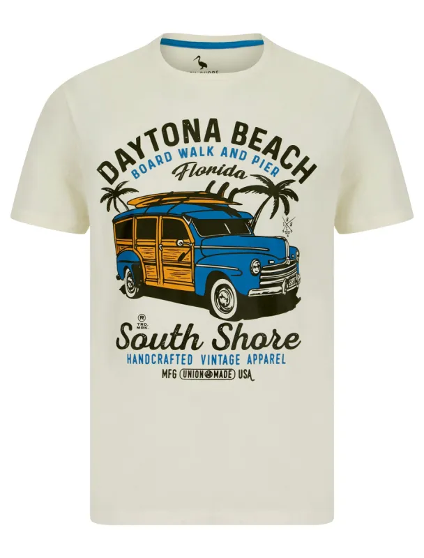 Belfast Motif Cotton Jersey T-Shirt in Snow White - South Shore sold by Tokyo Laundry