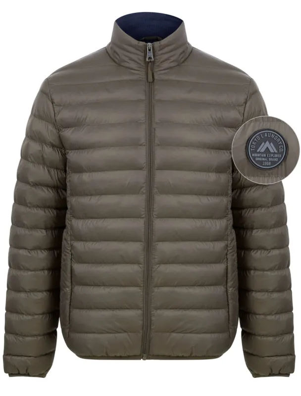 Inigo Funnel Neck Quilted Puffer Jacket in Khaki - Tokyo Laundry sold by Tokyo Laundry