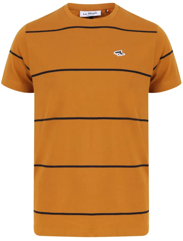 Barrack Striped Cotton Jersey T-Shirt In Buckthorn Brown - Le Shark sold by Tokyo Laundry