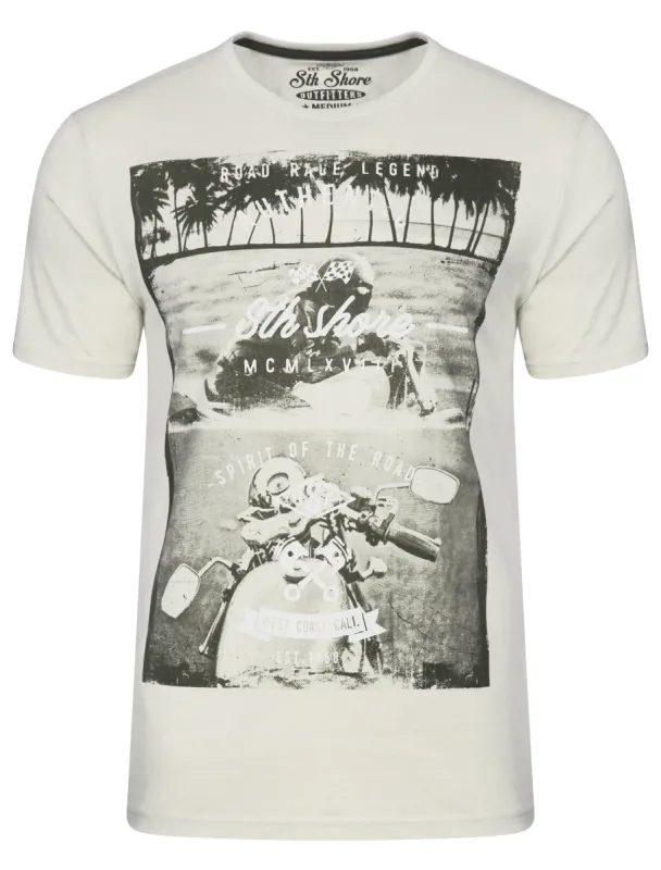 Westland Motorbike Print T-Shirt in Ivory - South Shore sold by Tokyo Laundry