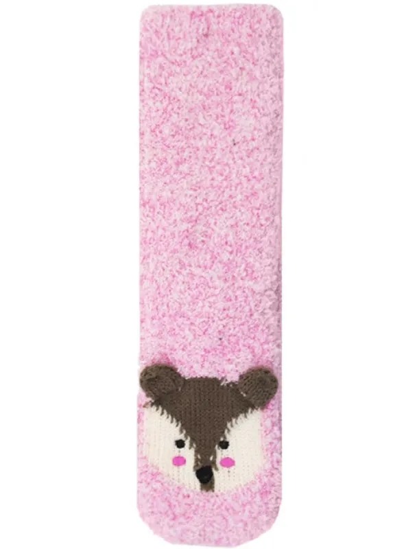 Ladies Ember Chenille Fox Fluffy Knitted Socks in Pink sold by Tokyo Laundry