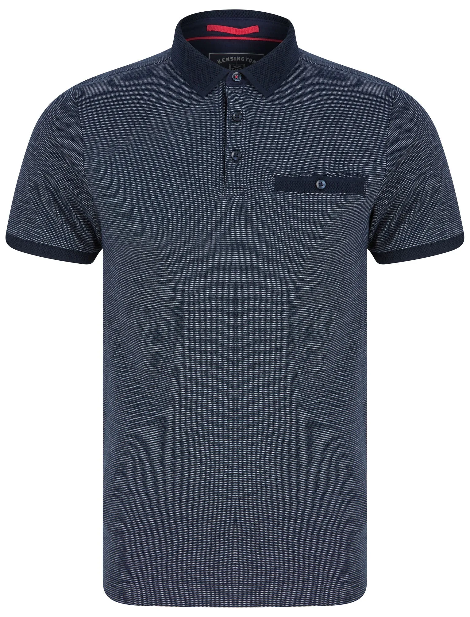 Bardell Cotton Jacquard Polo Shirt with Chest Pocket In Sky Captain Navy - Kensington Eastside sold by Tokyo Laundry