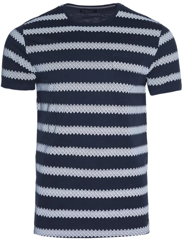 Nile Graphic Print Cotton T-Shirt with Chest Pocket in Navy sold by Tokyo Laundry