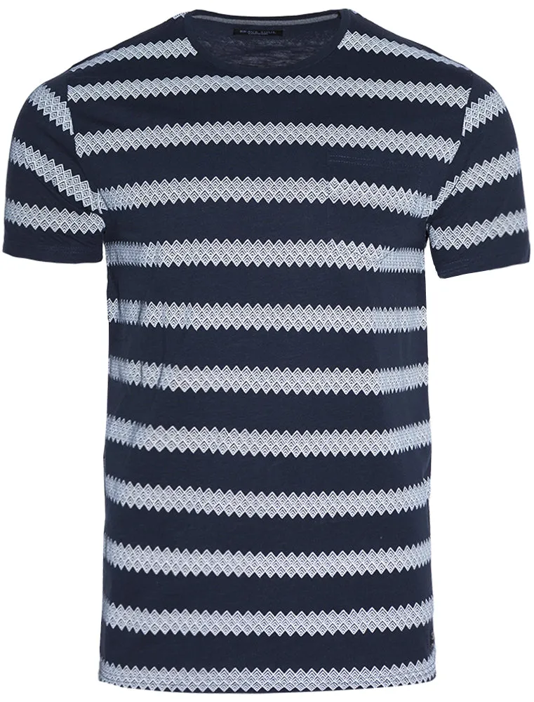 Nile Graphic Print Cotton T-Shirt with Chest Pocket in Navy sold by Tokyo Laundry
