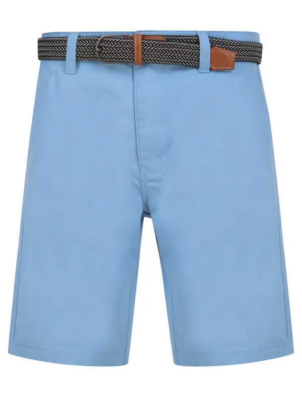 Gustavo Cotton Twill Chino Shorts with Woven Belt in Frozen Fjord - Tokyo Laundry sold by Tokyo Laundry
