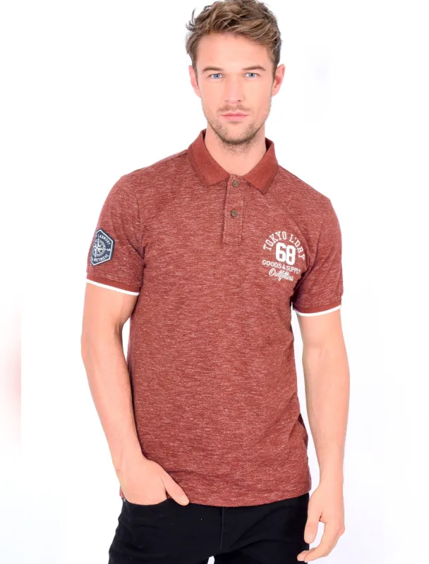 Berling Jersey Polo Shirt in Oxblood / Ivory - Tokyo Laundry sold by Tokyo Laundry