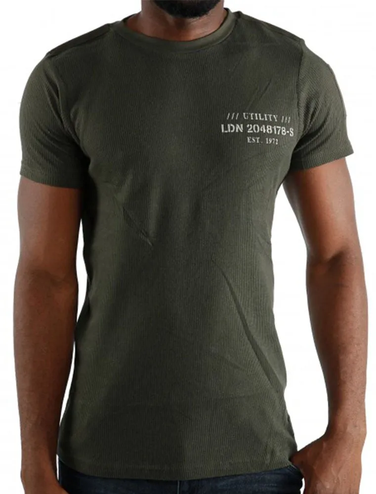 Invade Textured Crew Neck T-Shirt in Khaki sold by Tokyo Laundry product image thumbnail 3