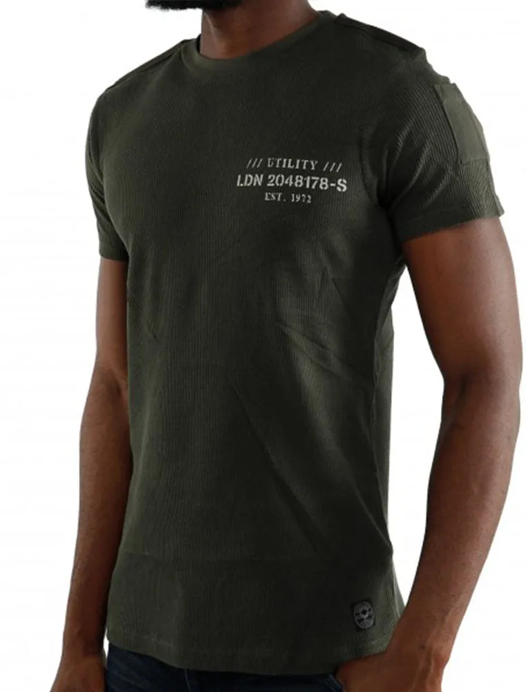 Invade Textured Crew Neck T-Shirt in Khaki sold by Tokyo Laundry product image thumbnail 4