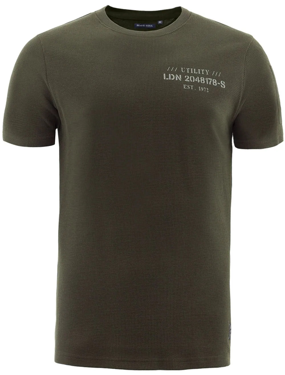 Invade Textured Crew Neck T-Shirt in Khaki sold by Tokyo Laundry