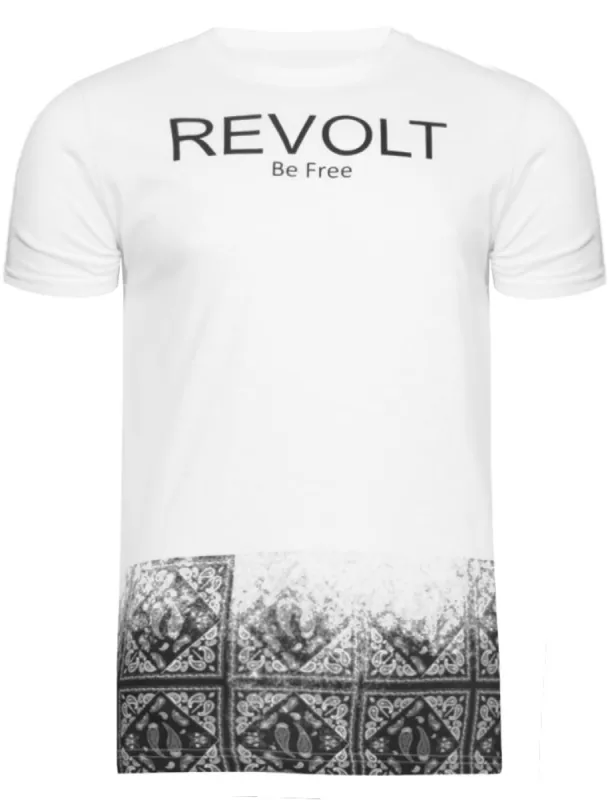 Frontier Motif Crew Neck T-Shirt in White & Black sold by Tokyo Laundry