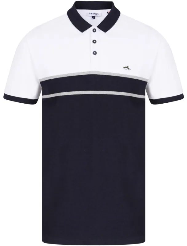 Osborne Colourblock Cotton Pique Polo Shirt In Bright White - Le Shark sold by Tokyo Laundry