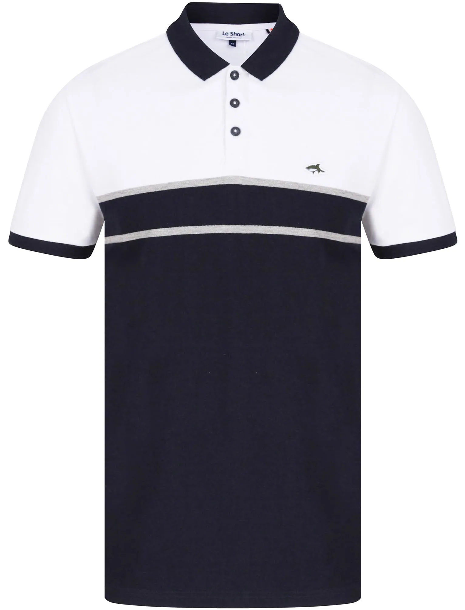 Osborne Colourblock Cotton Pique Polo Shirt In Bright White - Le Shark sold by Tokyo Laundry