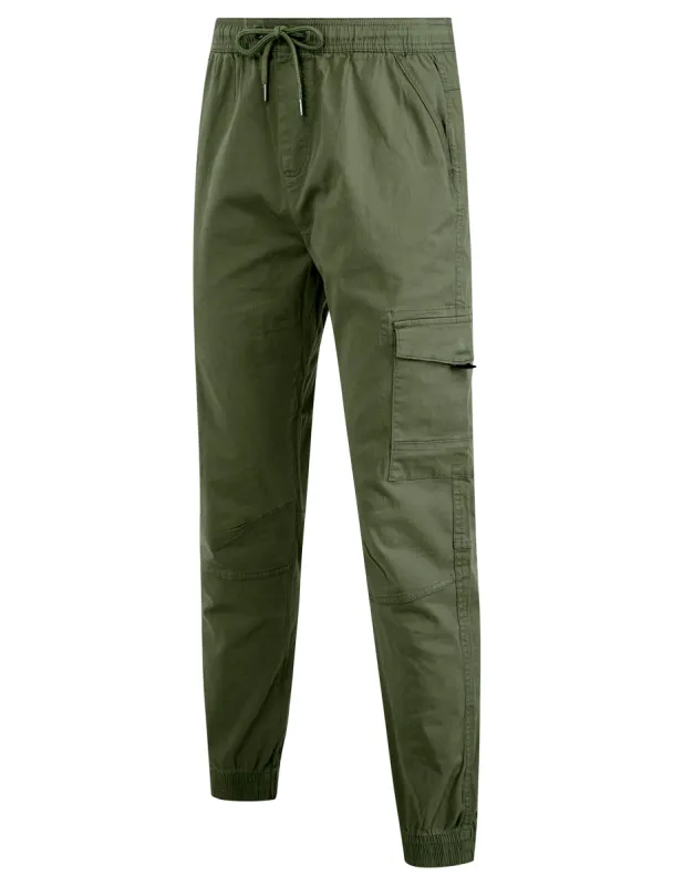Lance Cotton Twill Cuffed Multi-Pocket Cargo Jogger Pants in Dusty Green - Tokyo Laundry sold by Tokyo Laundry