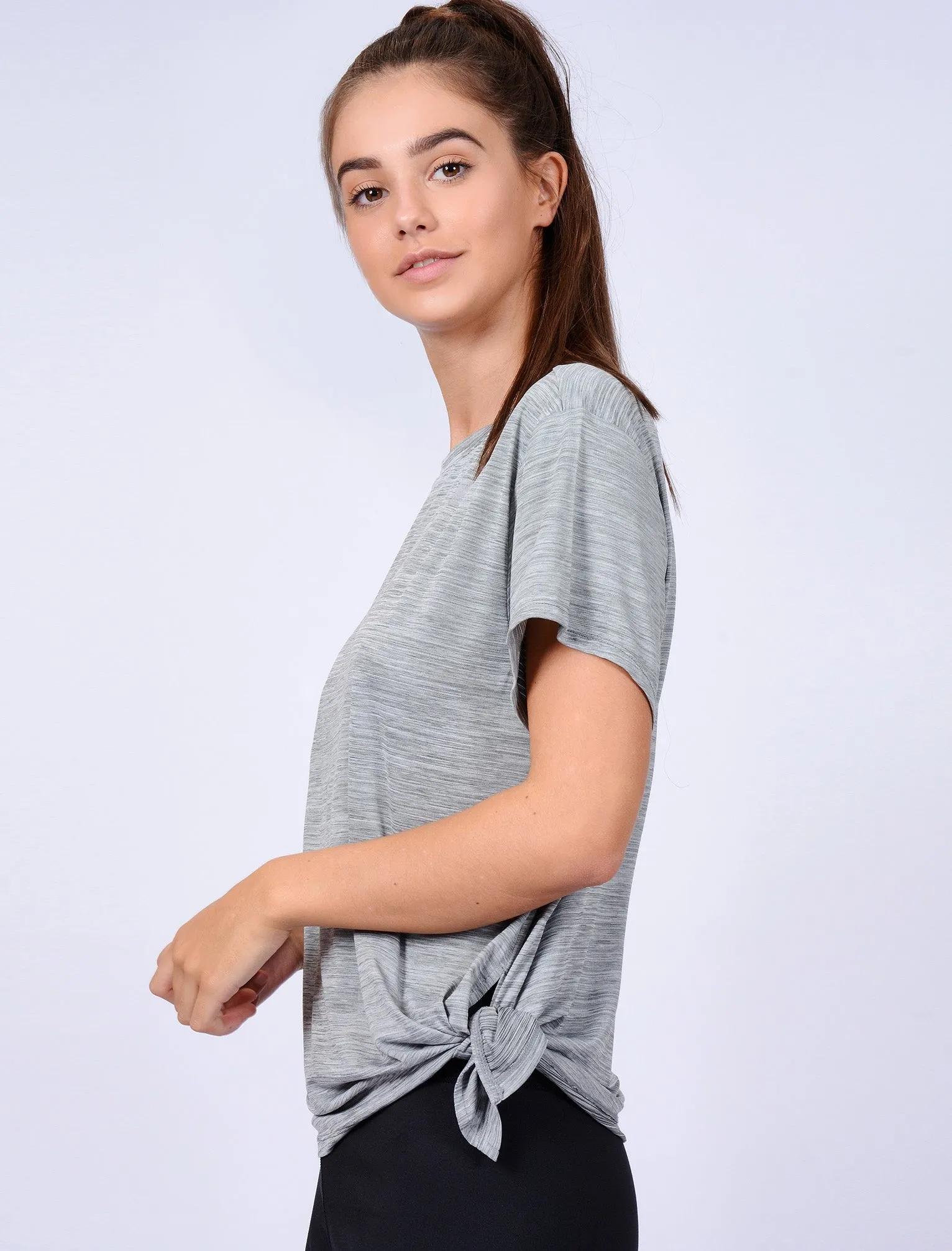 Matella Tie Side Sports Top in Mid Grey Marl - Tokyo Laundry Active sold by Tokyo Laundry product image thumbnail 2