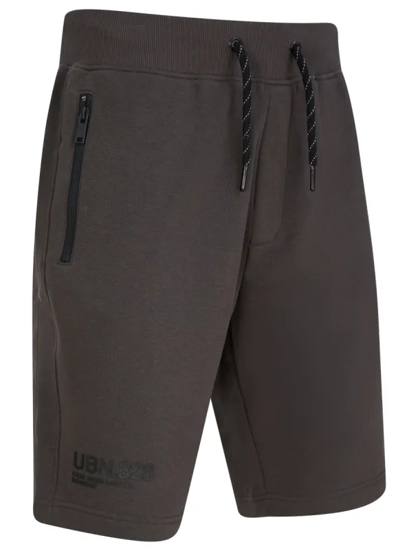 Pepys Brushback Fleece Jogger Shorts with Zip Pockets in Asphalt Grey - Dissident sold by Tokyo Laundry