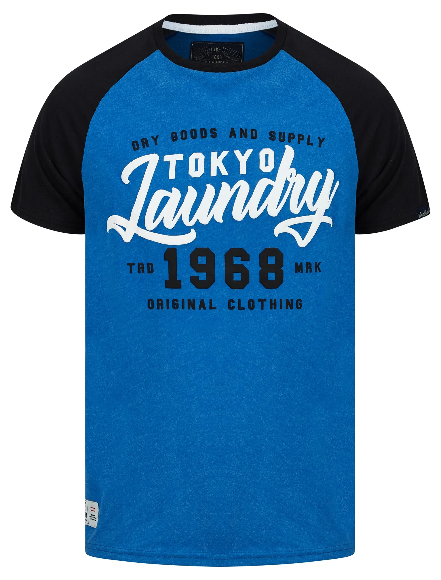 Raggo Tee Raglan Sleeve T-Shirt in Blue Marl / Black - Tokyo Laundry sold by Tokyo Laundry