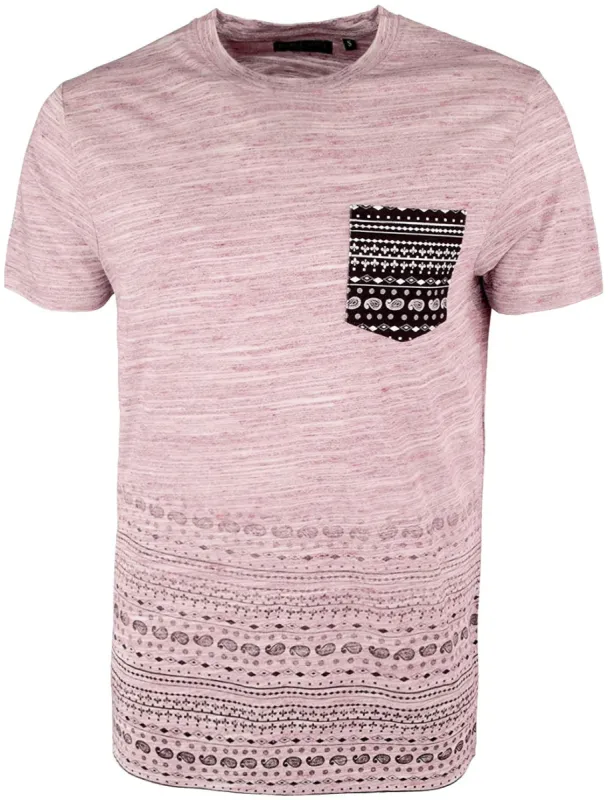 Noble Crew Neck T-Shirt with Faded Paisley Print in Pink sold by Tokyo Laundry