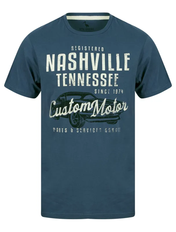 Nash Car Motif Cotton Jersey T-Shirt in Vintage Indigo - South Shore sold by Tokyo Laundry