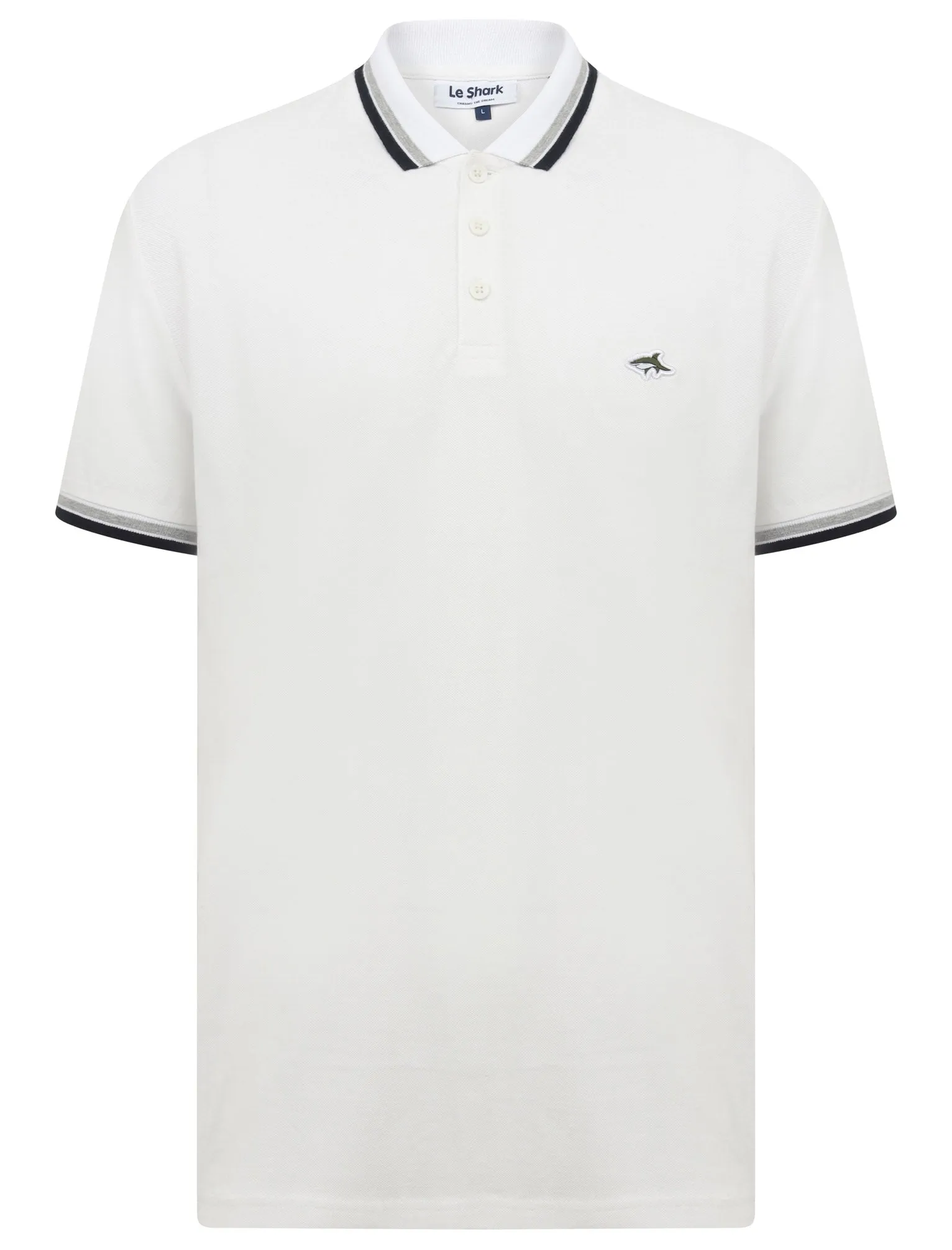 Sutton Cotton Pique Polo Shirt with Tipping In Bright White - Le Shark sold by Tokyo Laundry