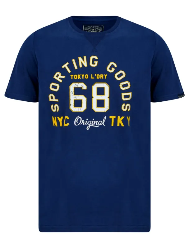 Sporting Goods Motif Cotton Jersey T-Shirt in Medieval Blue - Tokyo Laundry sold by Tokyo Laundry