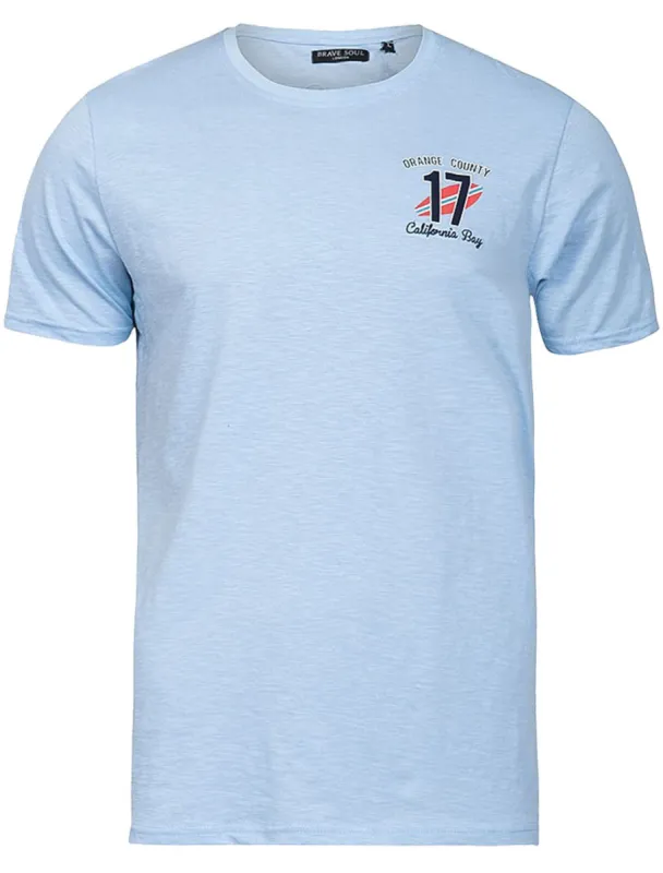 County Motif Crew Neck T-Shirt in Blue sold by Tokyo Laundry