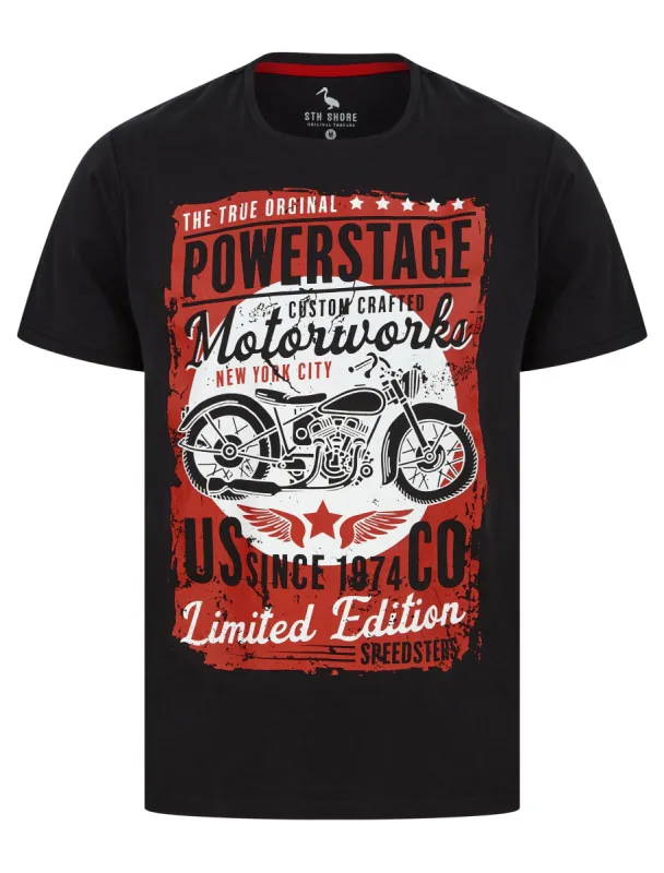 Powerstage Motif Cotton Jersey T-Shirt in Jet Black - South Shore sold by Tokyo Laundry