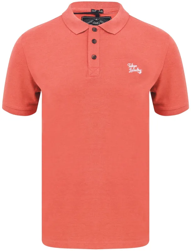 Marahau Signature Cotton Pique Polo Shirt In Faded Peach Marl - Tokyo Laundry sold by Tokyo Laundry