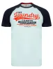 Milwaukee Baseball Style Raglan Sleeve Cotton Jersey Crew Neck T-Shirt in Maritime Blue - Tokyo Laundry sold by Tokyo Laundry