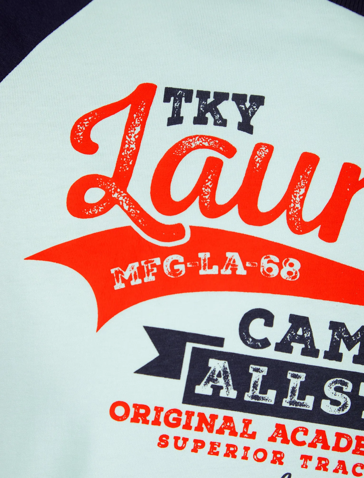 Milwaukee Baseball Style Raglan Sleeve Cotton Jersey Crew Neck T-Shirt in Maritime Blue - Tokyo Laundry sold by Tokyo Laundry product image thumbnail 3