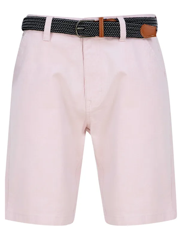 Pomona Stretch Cotton Chino Shorts With Woven Belt in Pink Oxford - Tokyo Laundry sold by Tokyo Laundry