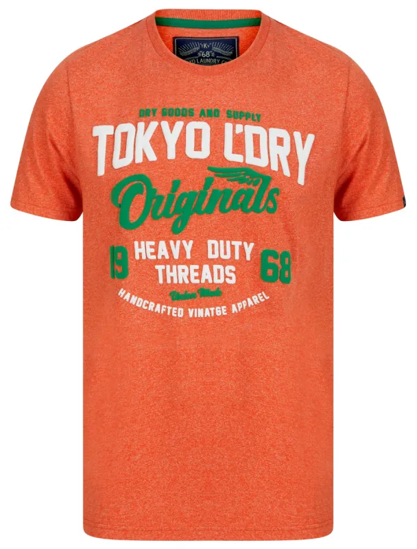 Heavy Duty 2 Puffy Motif Cotton Jersey T-Shirt in Orange Grindle - Tokyo Laundry sold by Tokyo Laundry